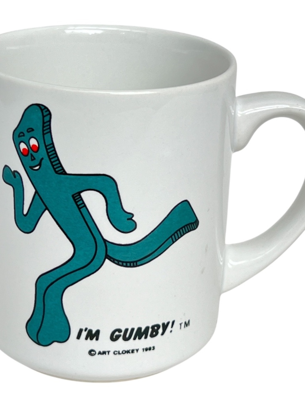 VTG Gumby Coffee Mug Cup 1983 Art Clokey White Cartoon Collectable USA